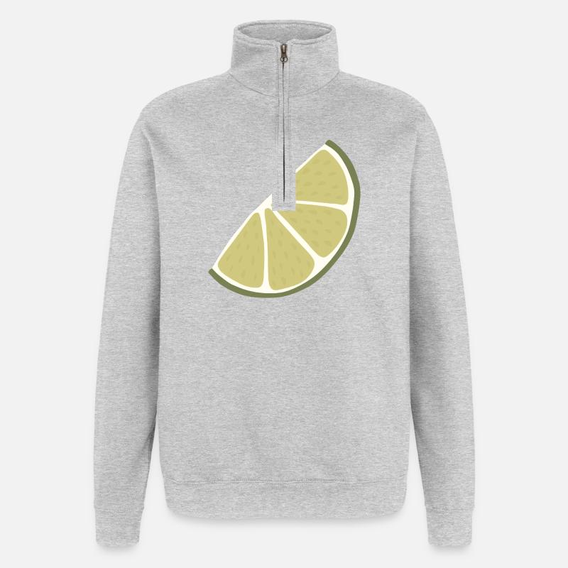 Lime Slice Minimalistische Limette - Quarter-Zip-Sweatshirt - Grau meliert