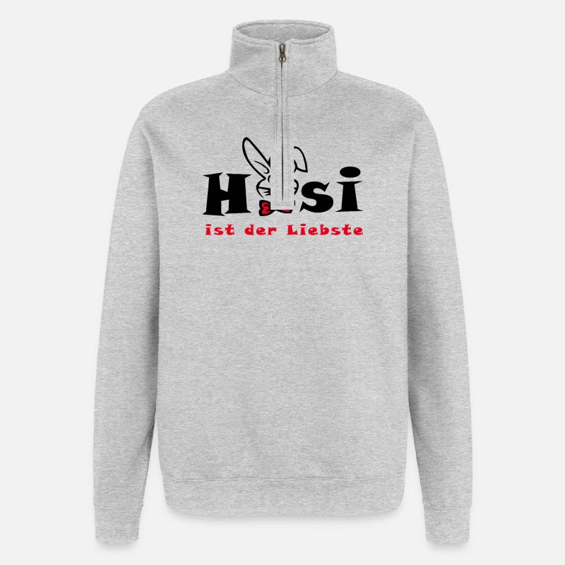 Hasi ist der Liebste Ostern - Quarter-Zip-Sweatshirt - Grau meliert