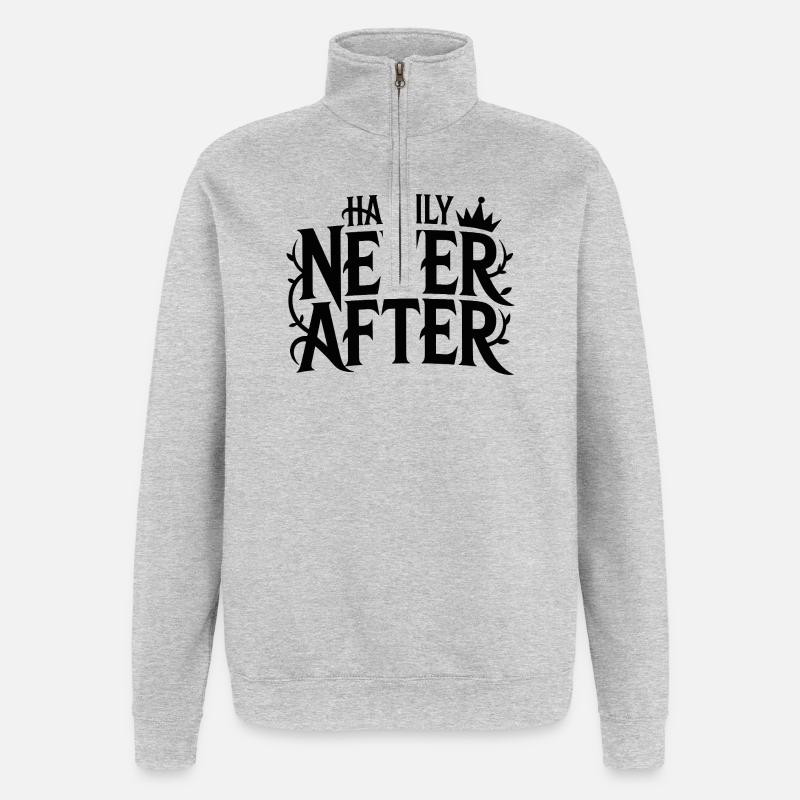 2026_02_12_Happily_never_after_Typo Design - Sweatshirt med 1/4 lynlås - grå meleret
