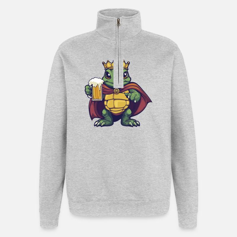 Schildkröte Bier König - Quarter-Zip-Sweatshirt - Grau meliert