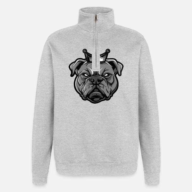 Mastiff Hund Krone - Quarter-Zip-Sweatshirt - Grau meliert