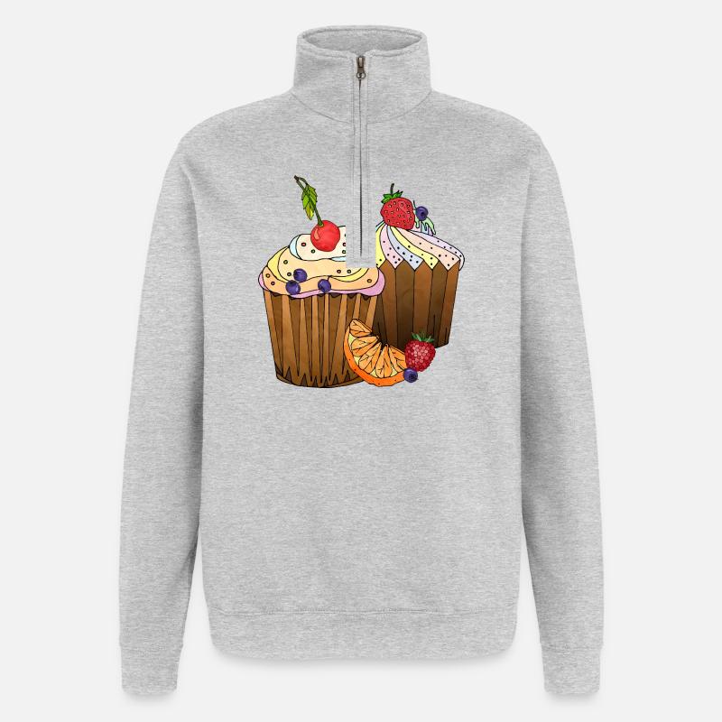 Gâteaux - Sweat à zip 1/4 - gris chiné