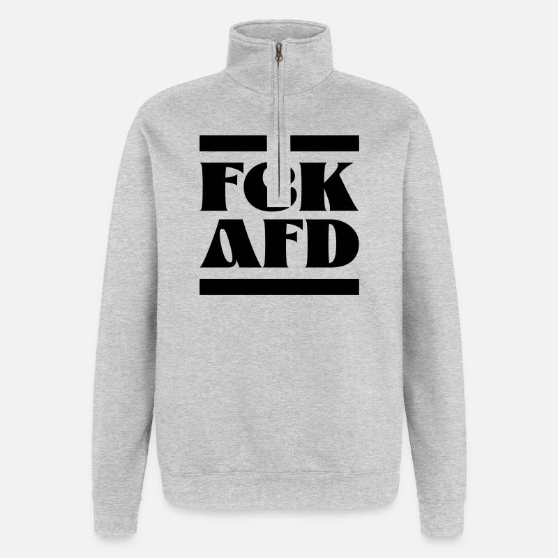 FCK AfD - Quarter-Zip Sweatshirt - heather grey