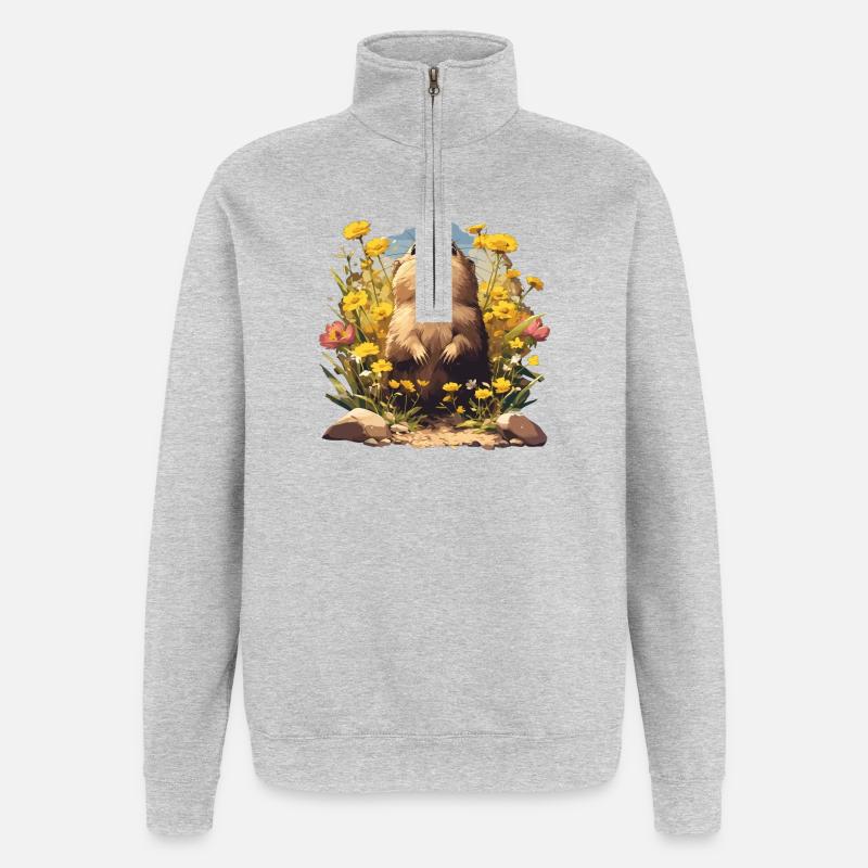 Lemmings Lemming - Sweat à zip 1/4 - gris chiné