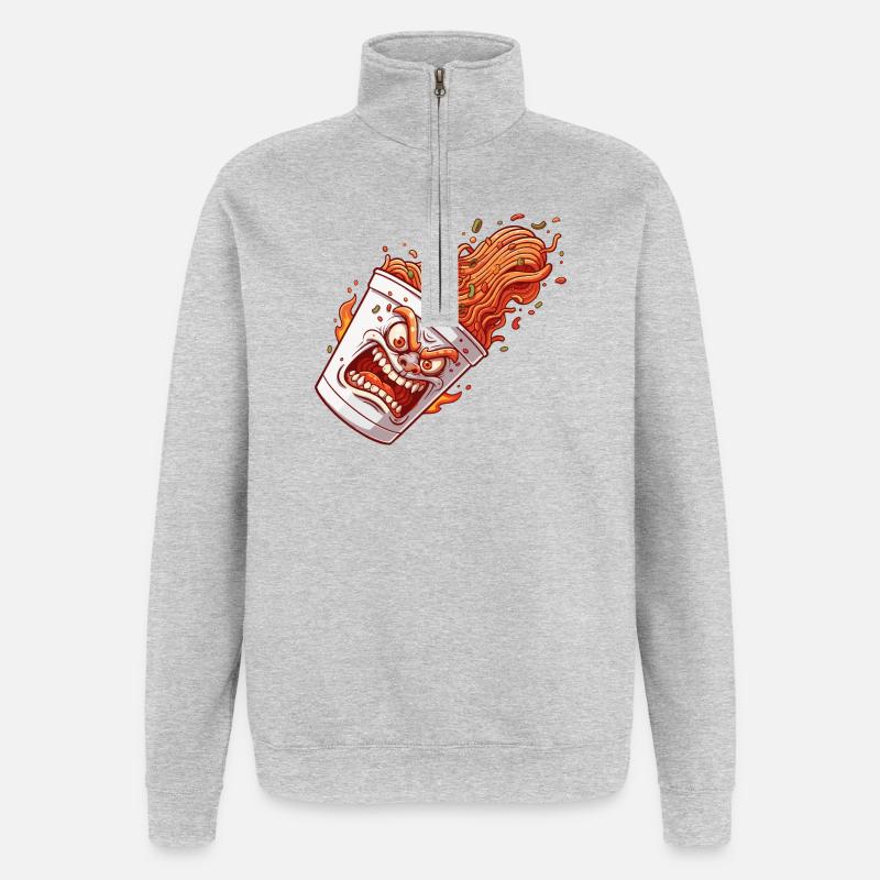 Flammender Becher Wutanfall - Quarter-Zip-Sweatshirt - Grau meliert