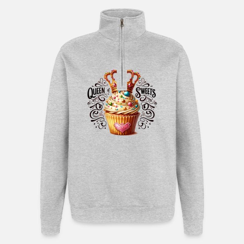 Königin der Süßigkeiten Cupcake - Quarter-Zip-Sweatshirt - Grau meliert