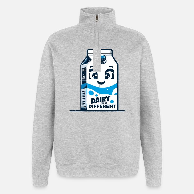 Milchkarton Gesicht – Anders Sein - Quarter-Zip-Sweatshirt - Grau meliert