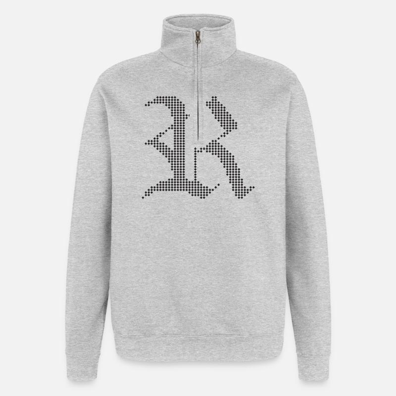 Typografisches R-Gotik-Buchstabendesign - Quarter-Zip-Sweatshirt - Grau meliert