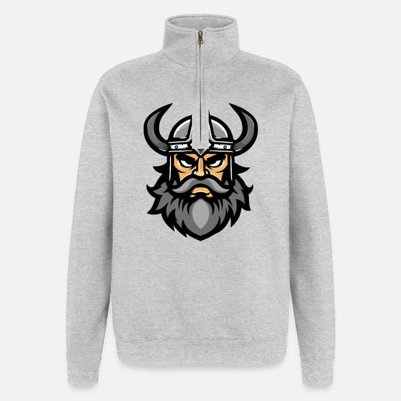 Viking Head Valhalla - Sweat à zip 1/4 - gris chiné