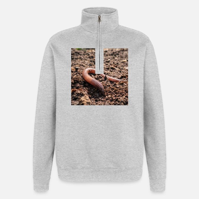 Vers de terre dans le sol - Sweat à zip 1/4 - gris chiné