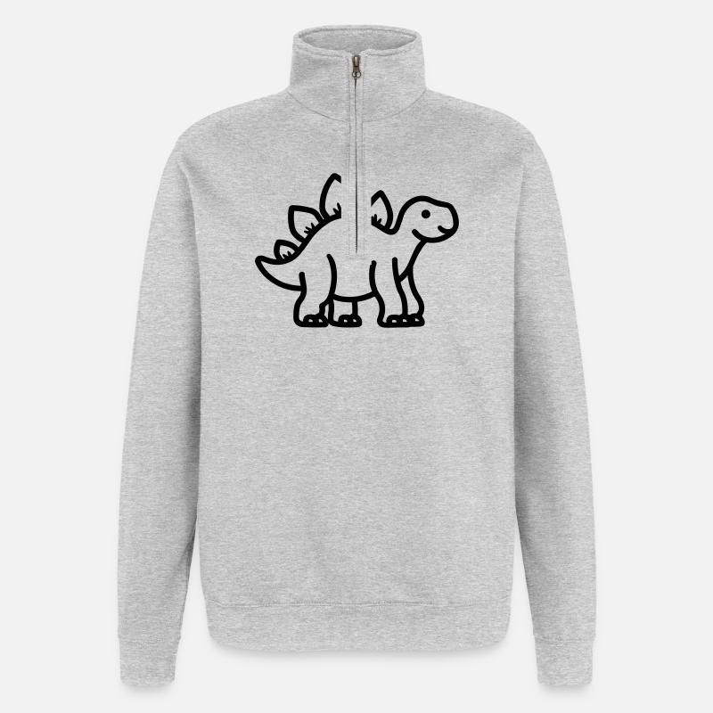 stegosaurus - Sweat à zip 1/4 - gris chiné