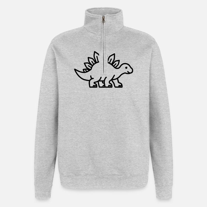 stegosaurus - Sweat à zip 1/4 - gris chiné