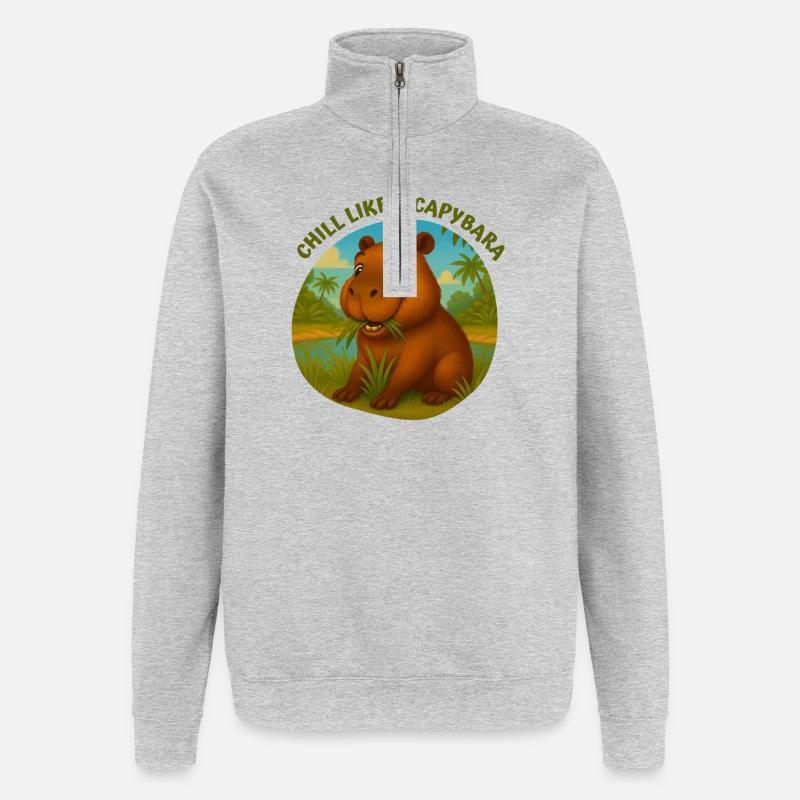 Entspann dich wie ein Kapybara - Quarter-Zip-Sweatshirt - Grau meliert