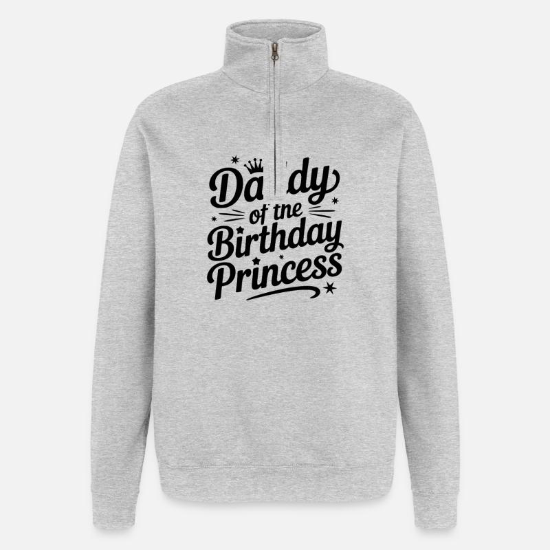 Papa de la princesse de l’anniversaire - Sweat à zip 1/4 - gris chiné