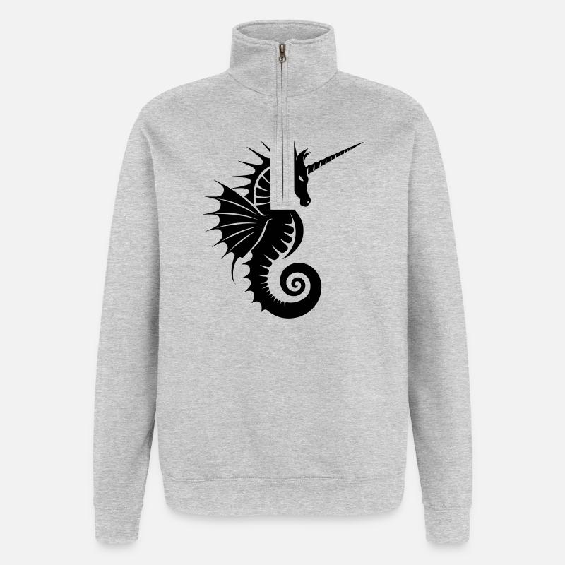 Einhorn-Seepferdchen Silhouette - Quarter-Zip-Sweatshirt - Grau meliert