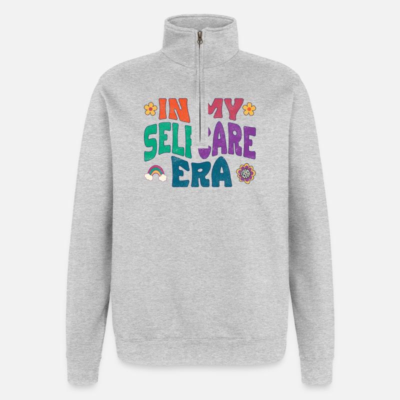 À mon époque de l’auto-soin - Sweat à zip 1/4 - gris chiné