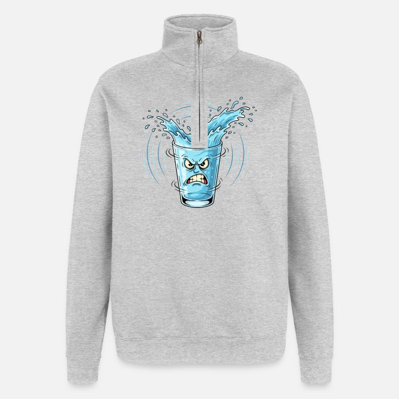 Wütendes Wasserglas Splash - Quarter-Zip-Sweatshirt - Grau meliert