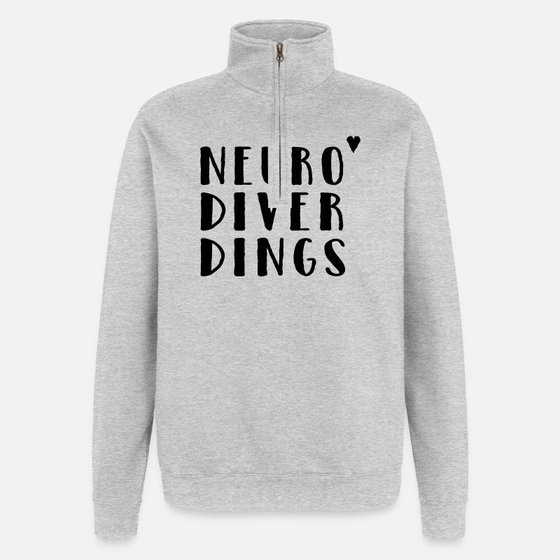 Neurodiverdings - Sweat à zip 1/4 - gris chiné
