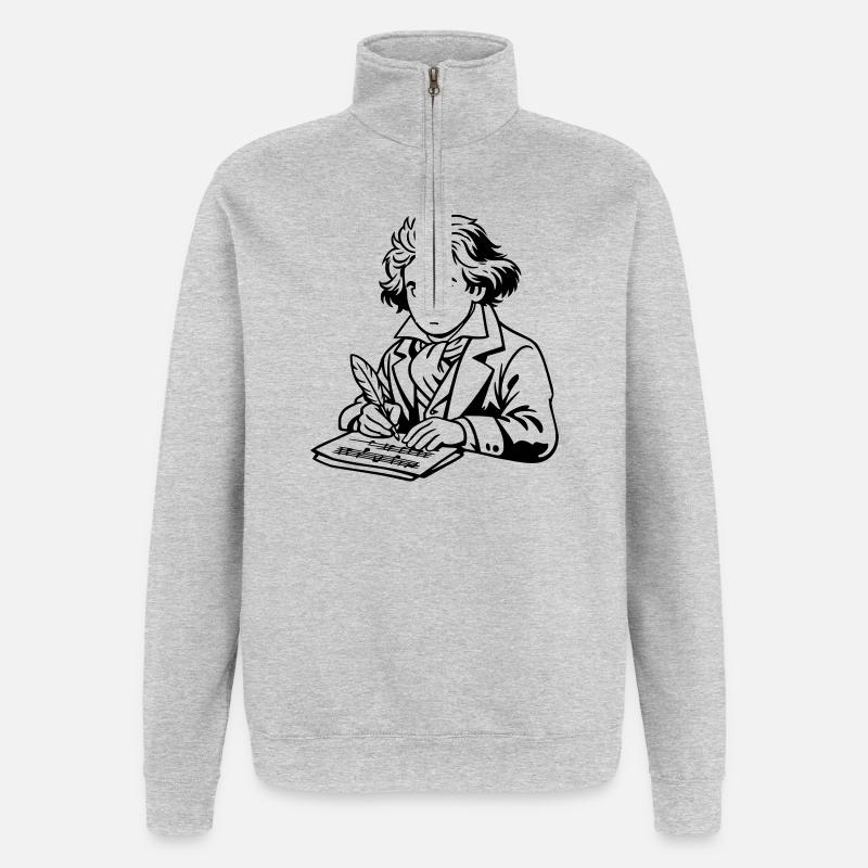 Beethoven - Sweat à zip 1/4 - gris chiné