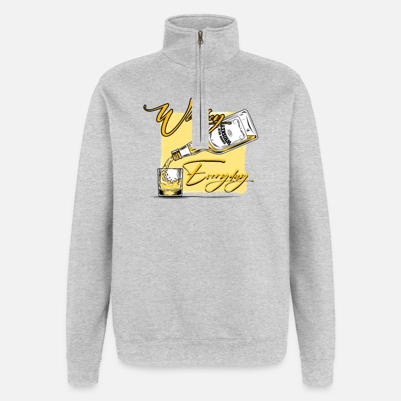 Whisky Everyday Verser de l’Art - Sweat à zip 1/4 - gris chiné