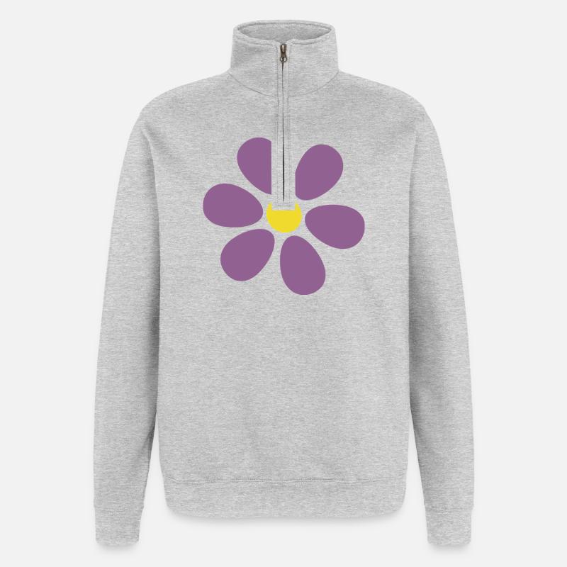 violette Blume Blume violett Blüte  - Quarter-Zip-Sweatshirt - Grau meliert