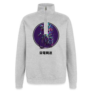 Vibrant Cyclist Burst - Quarter-Zip-Sweatshirt - Grau meliert - Vorne - AI Model Female 172 light (172cm) & AI Model Male 178 dark (178cm)