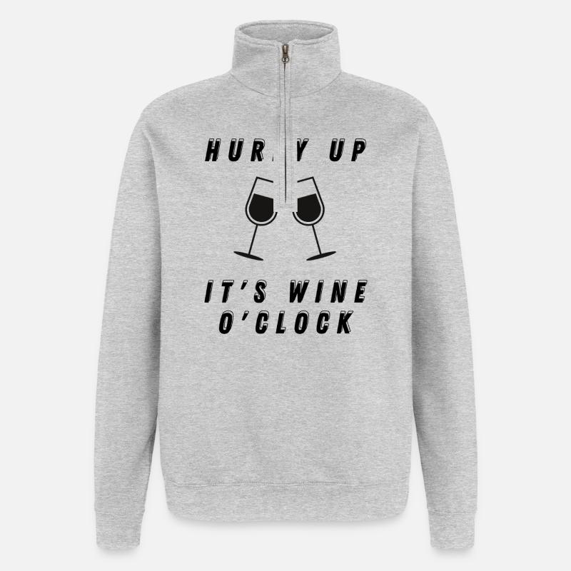 Dépêche-toi, c’est l’heure du vin - Sweat à zip 1/4 - gris chiné