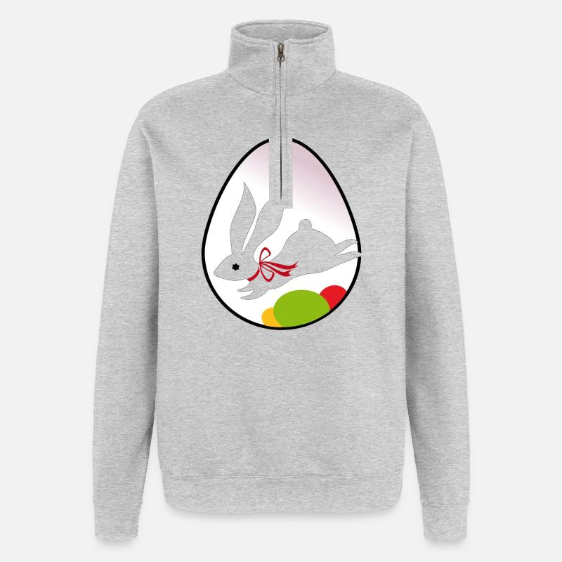 Easter Bunny Silhouette in Egg - Quarter-Zip Sweatshirt - heather grey
