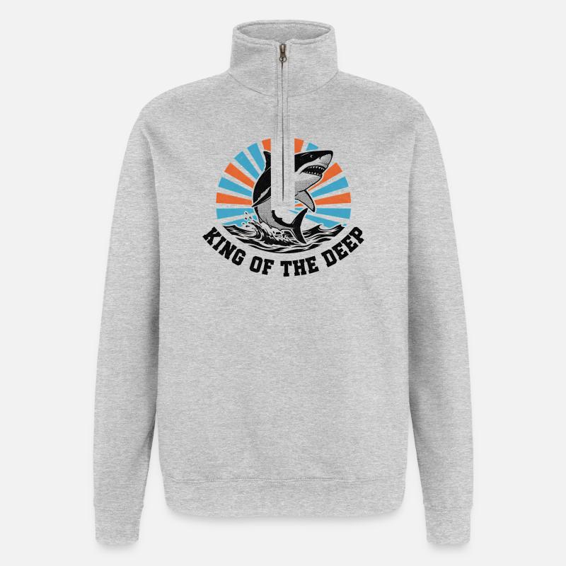 Roi Requin de l’Explosion Profonde - Sweat à zip 1/4 - gris chiné