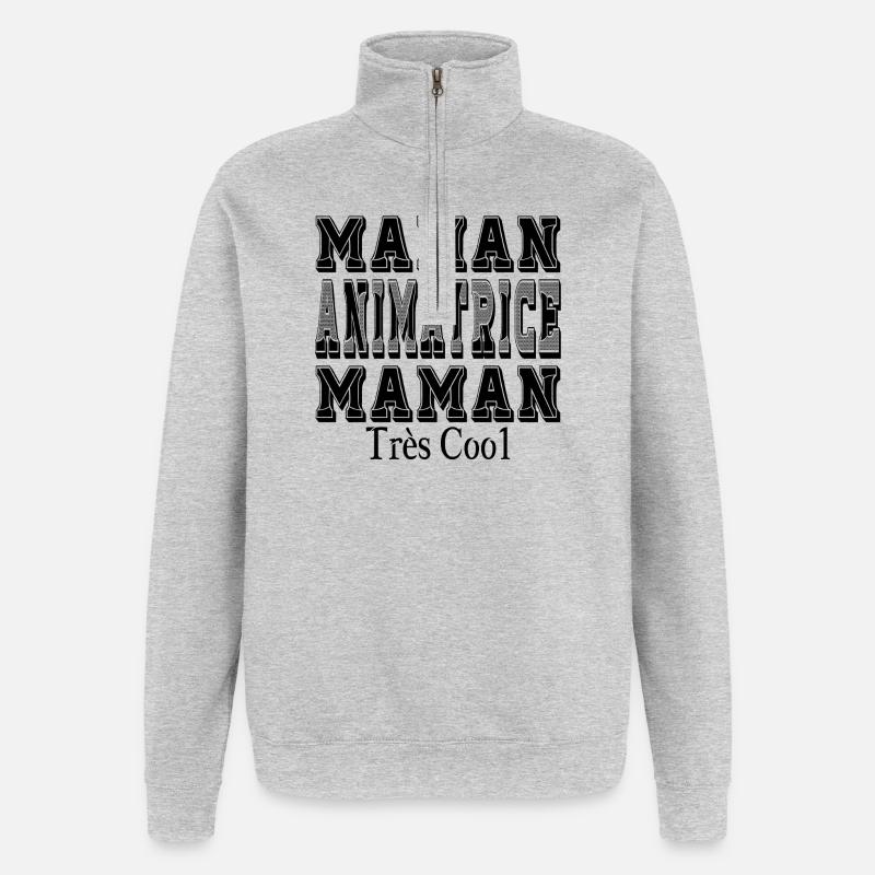 Maman Animatrice Maman Très Cool - Sweat à zip 1/4 - gris chiné