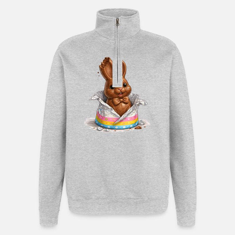 Chocolate bunny in Easter egg - Quarter-Zip Sweatshirt - heather grey