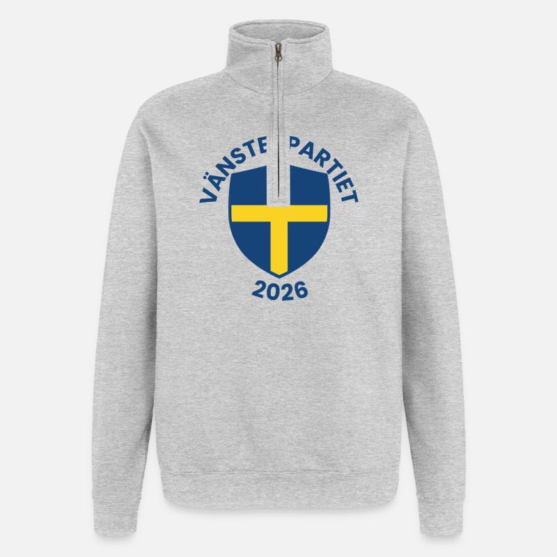 Emblem der Linken Partei 2026 - Quarter-Zip-Sweatshirt - Grau meliert