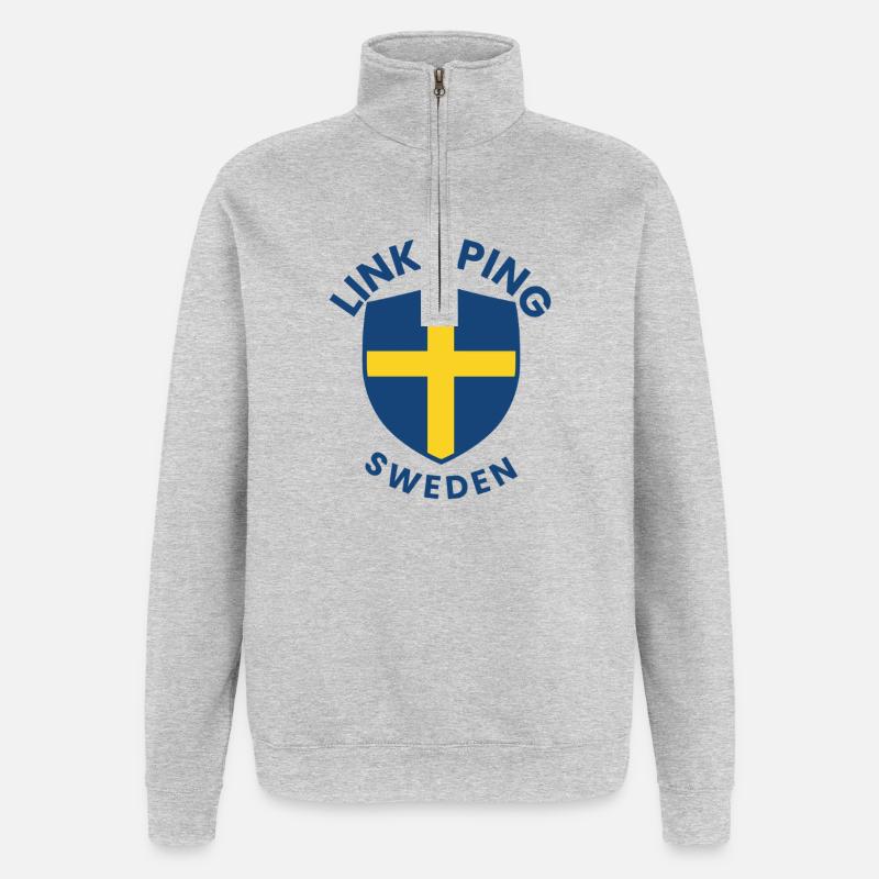 Bouclier de Linnköping, Suède - Sweat à zip 1/4 - gris chiné