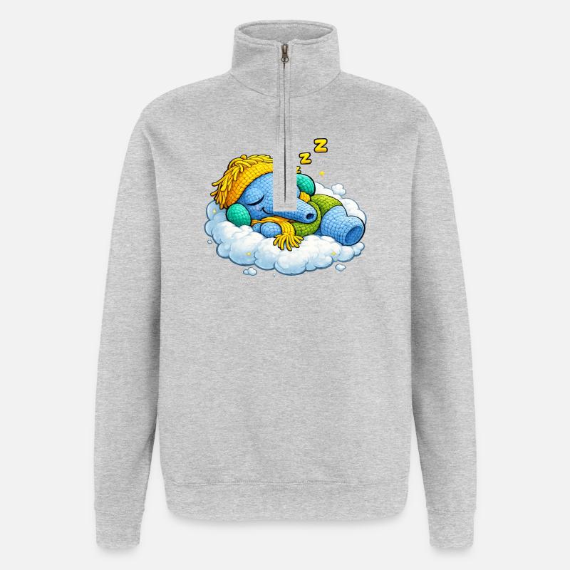 Leo Longnose Sleeping - Quarter-Zip Sweatshirt - heather grey