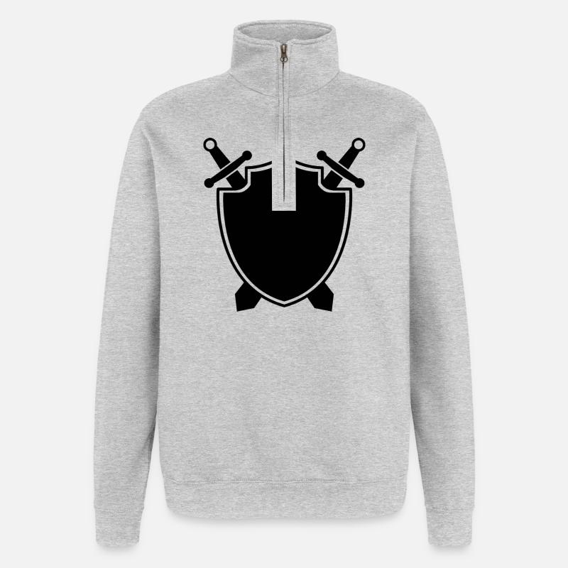 Medieval shield with sword - Quarter-Zip Sweatshirt - heather grey