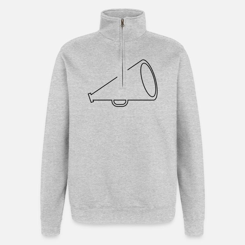 Mégaphone - Sweat à zip 1/4 - gris chiné