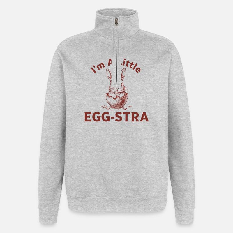 Egg-STRA Bunny Tee - Quarter-Zip Sweatshirt - heather grey