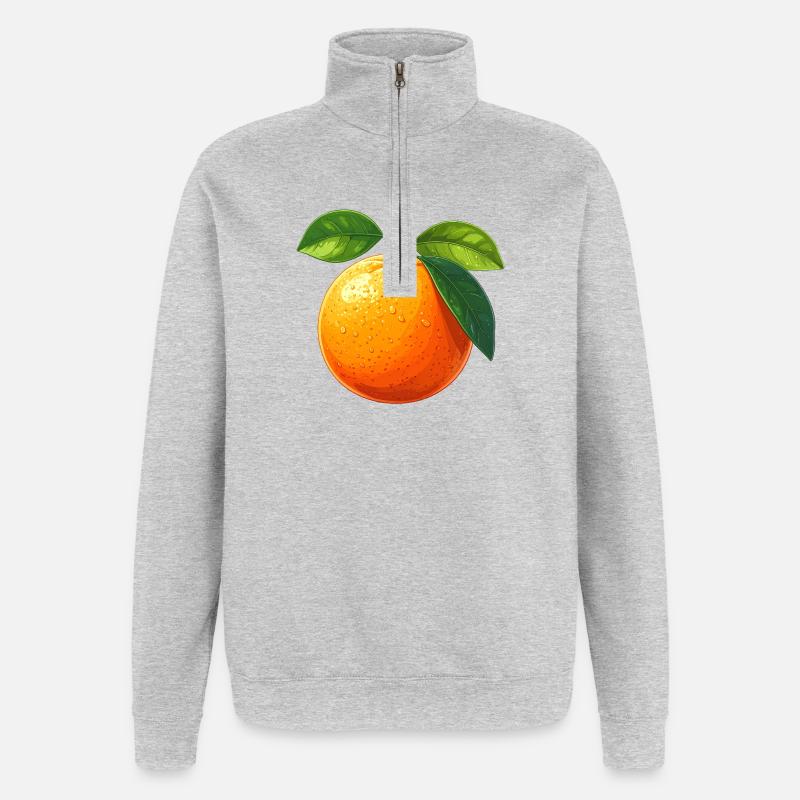 Orange (fruit) - Sweat à zip 1/4 - gris chiné