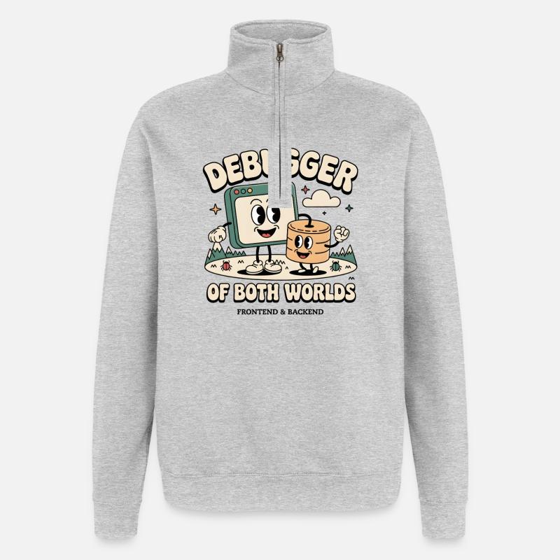 Debugger af begge verdener | Fejlfinding af udvikler - Sweatshirt med 1/4 lynlås - grå meleret