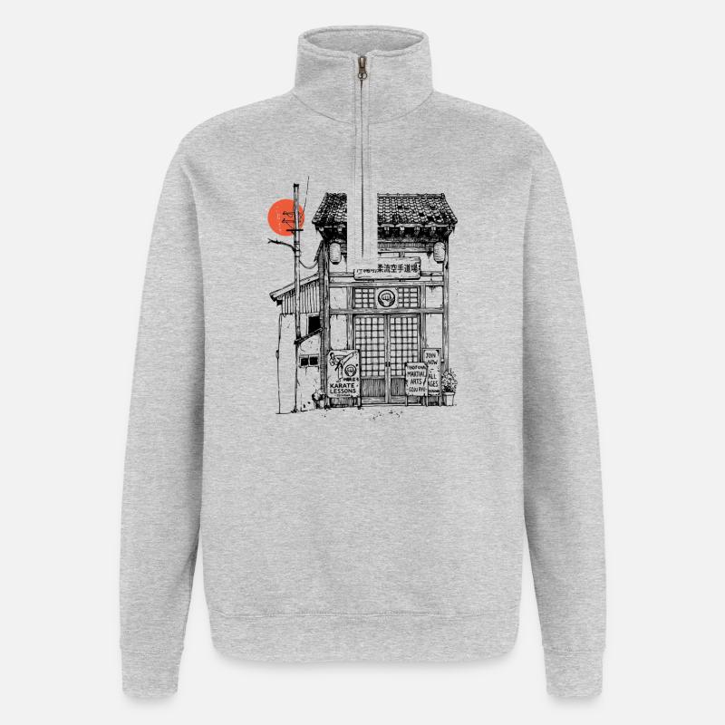 Goju Ryu Dojo - Sweatshirt med 1/4 lynlås - grå meleret