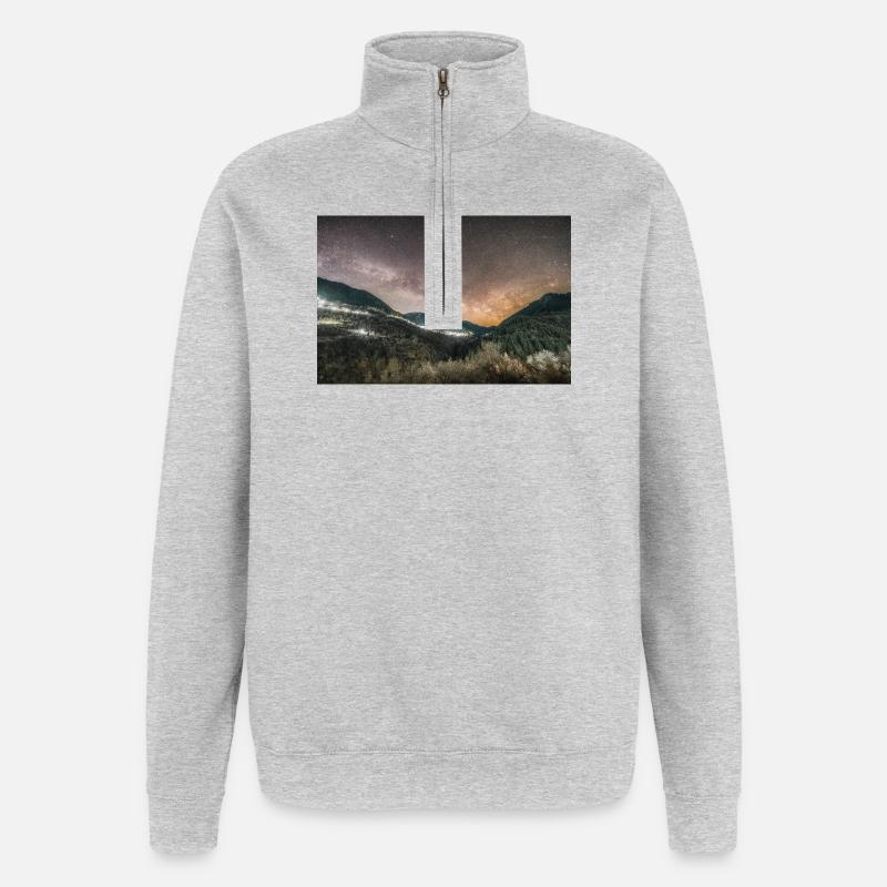 Die Milchstraße oberhalb der Agrafa-Berge - Quarter-Zip-Sweatshirt - Grau meliert