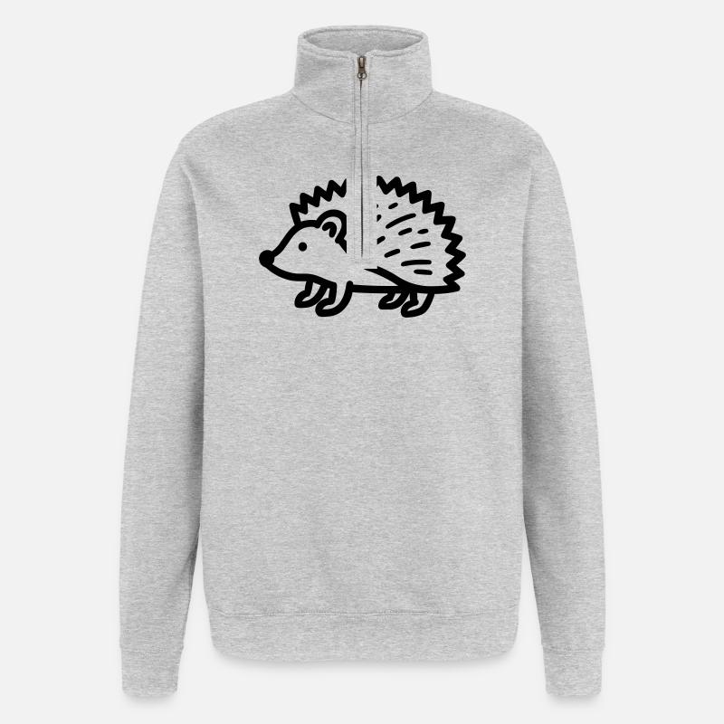 hérisson - Sweat à zip 1/4 - gris chiné