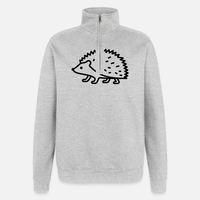 hérisson - Sweat à zip 1/4 - gris chiné