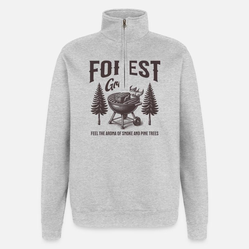 Forest Grill Holzaromen - Quarter-Zip-Sweatshirt - Grau meliert
