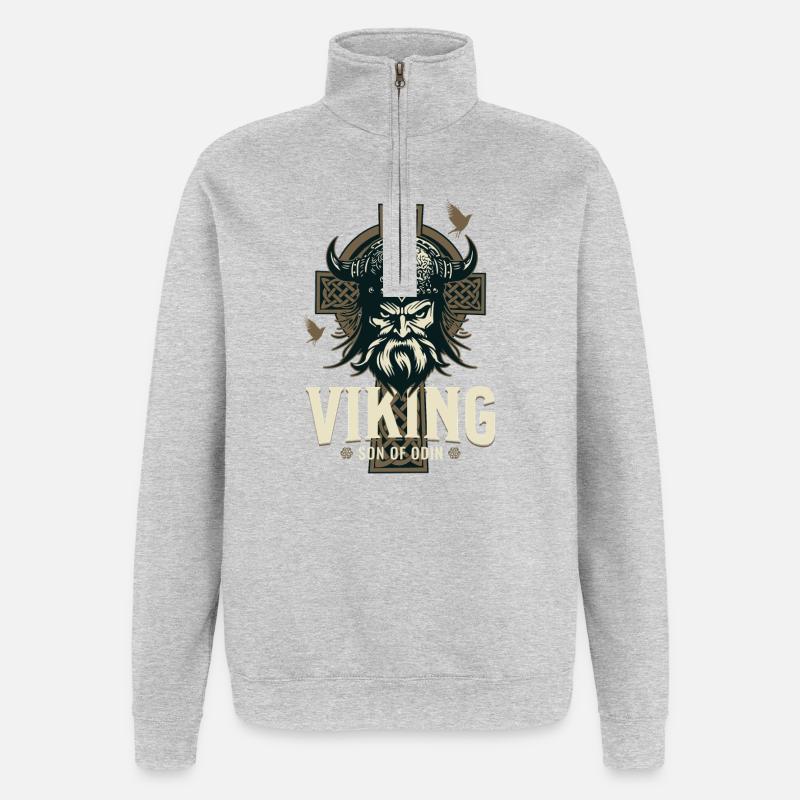 Wikinger-Sohn Odins - Quarter-Zip-Sweatshirt - Grau meliert