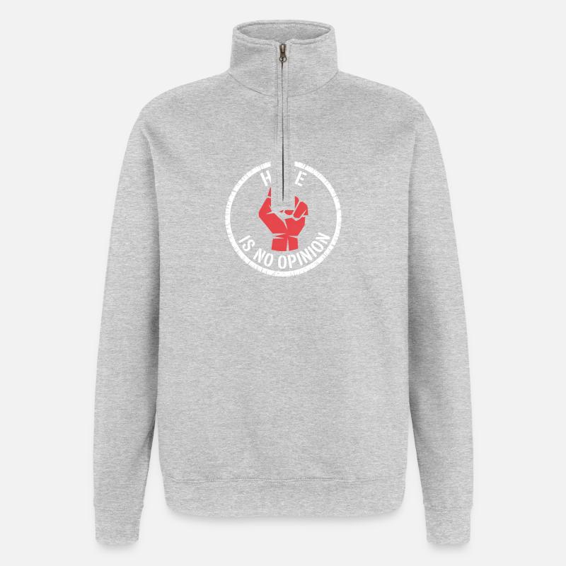 Hate is no Opinion - Antifa Merch - Quarter-Zip Sweatshirt - heather grey