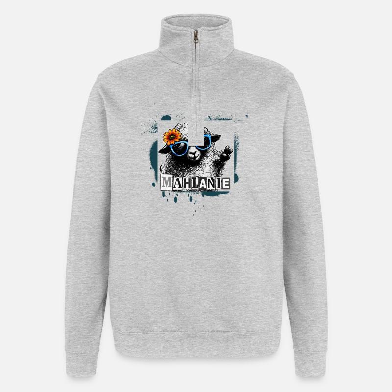 Mählanie – Graffiti Pop Art di Pecore Cool - Felpa con zip 1/4 - grigio melange