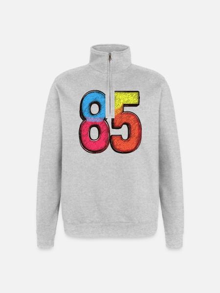 85 Zahl Bunt - Quarter-Zip-Sweatshirt - Grau meliert