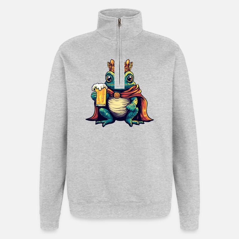Chameleon Bier König - Quarter-Zip-Sweatshirt - Grau meliert