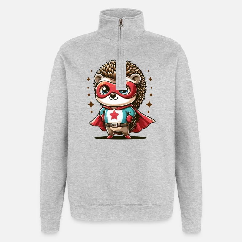 Igelheld Cape - Quarter-Zip-Sweatshirt - Grau meliert